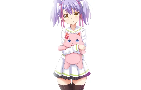 Kawaii, girl, game, flower, dress, nothing, anime, cat