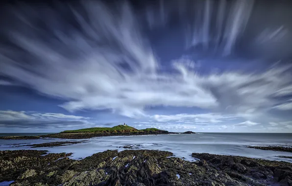 Picture coast, lighthouse, Ireland