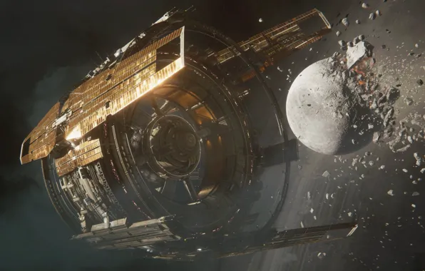 The moon, space, moon, solar system, space station, simulation, tikkun, self -similar space