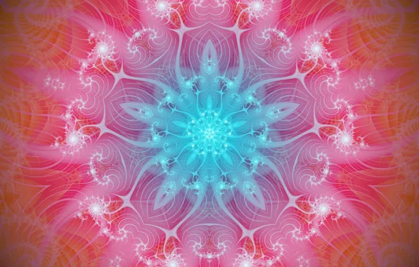 Flower, orange, abstraction, background, pink, blue, pattern, star