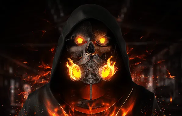 Picture Music, Fire, Style, Mask, Flame, Hood, Fire, Art