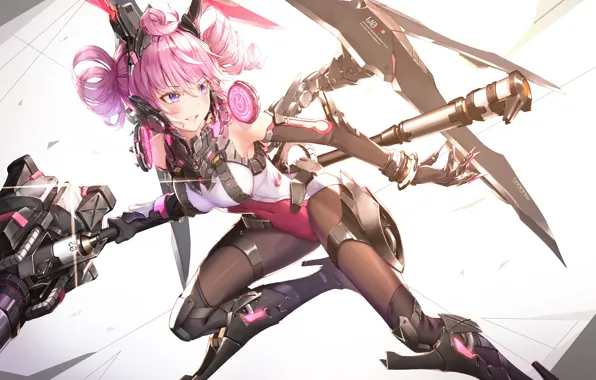 Picture girl, weapons, art, gun
