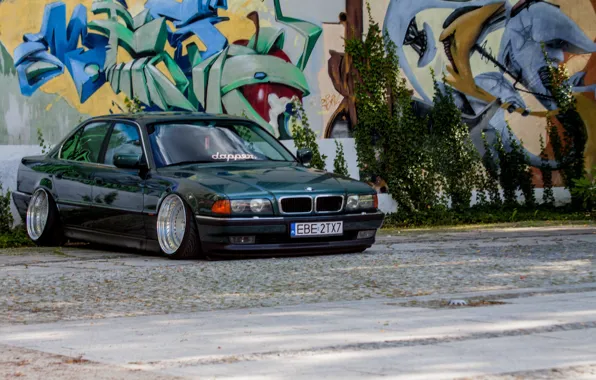 Picture graffiti, tuning, BMW, Boomer, Classic, BMW, E38, stance