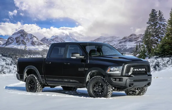 Dodge, Black, Mountain, Snow, Pickup, Ram, Dodge Ram