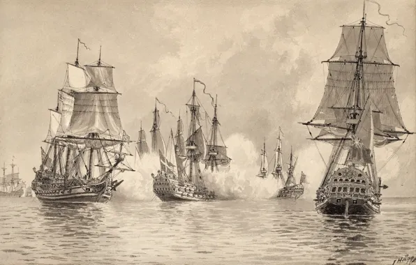 Picture black and white, naval battle, Jacob European Communities V United Kingdom, "Konvojskeppet The battle with …