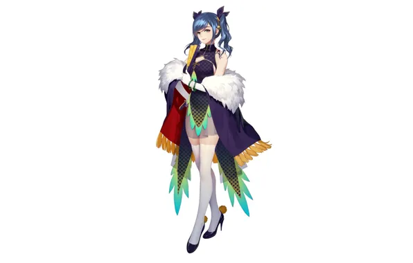 Girl, fan, white background, tails, clips, Romantic Saga of Beauty & Devil
