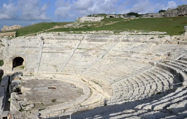 Italy, ruins, Sicily, Siracusa, Archaeological Park, Neapolis, Greek theatre