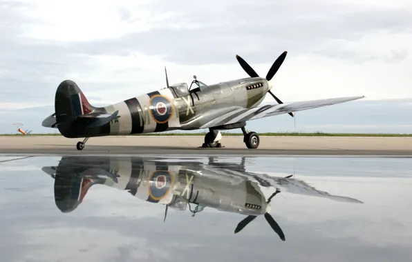 Picture water, plane, reflection, spirit of kent spitfire