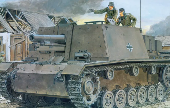 Figure, the Germans, SAU, Storm-Infantry Gun, sIG 33, Ausf.B, German self-propelled artillery, StuIG 33B