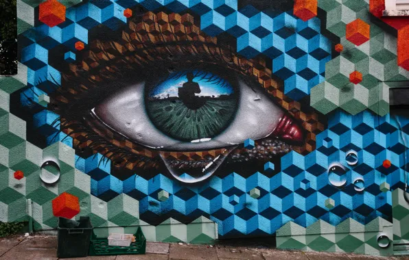 Eyes, street, graffiti, figure