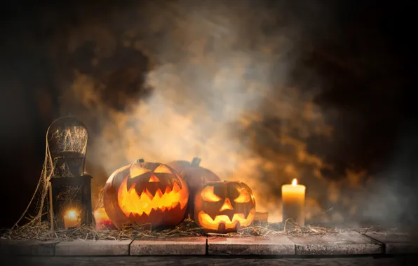Holiday, candles, pumpkin, Halloween
