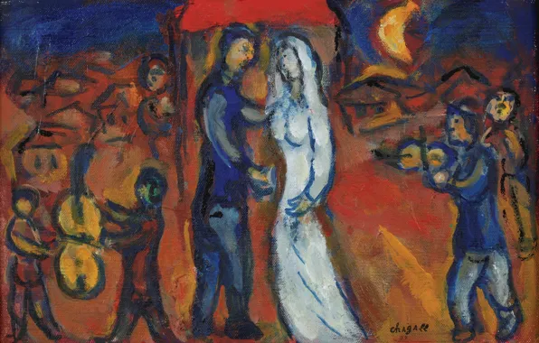 Picture MARC CHAGALL, THE BRIDE AND THE GROOM UNDER THE CANOPY, 1970-1975