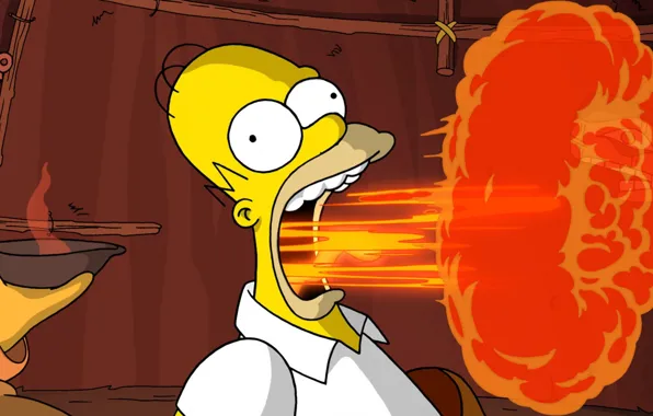 Picture fire, flame, mouth, mug, The Simpsons, Homer Simpson, The simpsons, bald