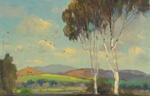 Picture trees, landscape, nature, picture, Alfred Richard Mitchell, Bright Morning