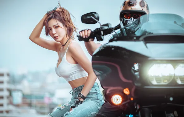 Picture look, girl, motorcycle