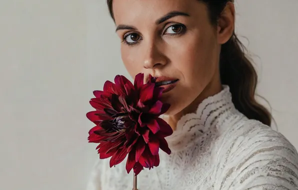 Girl, wallpaper, flower, photography, woman, eyes, beauty, portrait