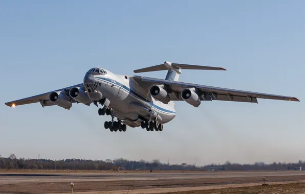 Picture the plane, the airfield, Russian, military transport, heavy, Il-76MD