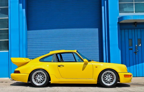 Picture yellow, the building, Porsche, Porsche, yellow, 964, building