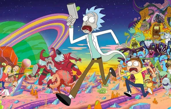 Picture Monsters, Smith, Cartoon, Aliens, Sanchez, Rick, Rick and Morty, Rick and Morty