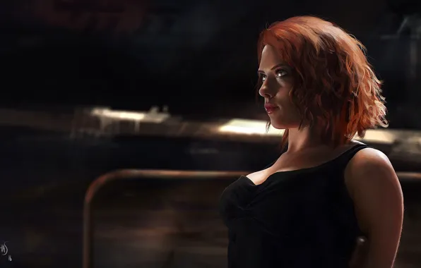 Scarlett Johansson, red, Scarlett Johansson, Art, Art, The Avengers, The Avengers