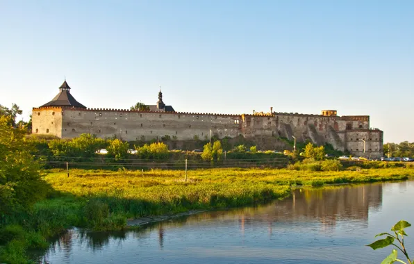 Trees, river, Ukraine, meadows, Southern Bug, Medzhybizh castle