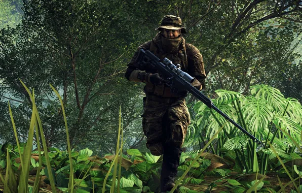 Gun, game, soldier, weapon, jungle, Battlefield, rifle, uniform