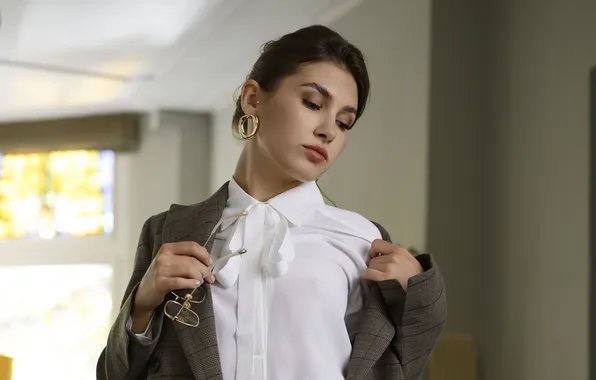 Wallpaper playboy, beautiful, model, brunette, glasses, Ellie Luna for mobile and desktop