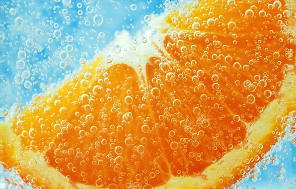 Bubbles, Wallpaper, orange, food, slice, fruit