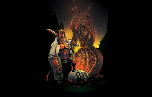 Pose, figure, monster, head, the demon, art, tentacles, demon