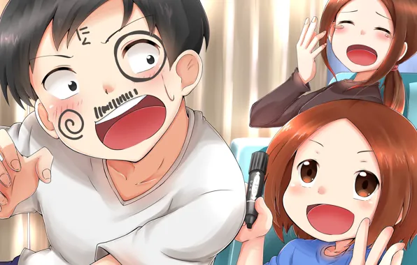 takagi-san and nishikata (karakai jouzu no takagi-san) drawn by