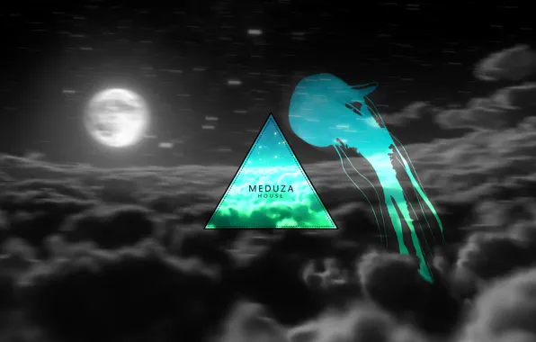 The sky, space, stars, clouds, the moon, Medusa, triangle