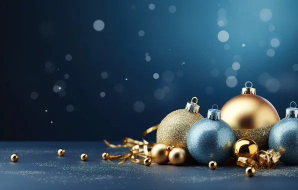 Picture decoration, background, balls, New Year, Christmas, golden, new year, happy