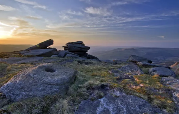 The sky, landscape, mountains