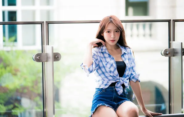 Look, pose, model, shorts, portrait, makeup, hairstyle, shirt