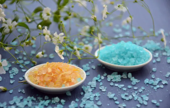 Flowers, Spa, sea salt