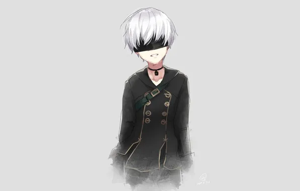 Boy, tears, eye patch, crying, Nier Automata, YoRHa No 9 Type S