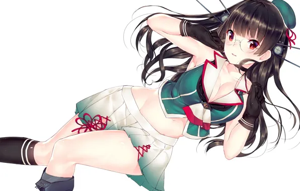 Girl, sexy, cleavage, long hair, brown hair, boobs, anime, beautiful