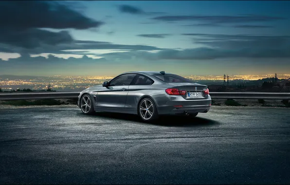 The sky, landscape, lights, coupe, BMW, the fourth series