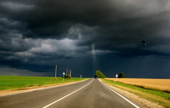 Road, the storm, cloud