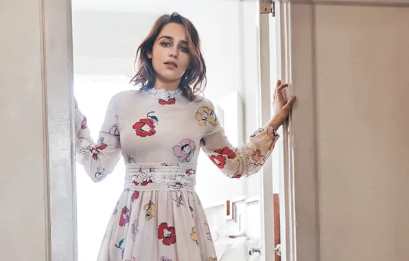 Dress, actress, brunette, photoshoot, Emilia Clarke, Emilia Clarke, Glamour, Steven Pan