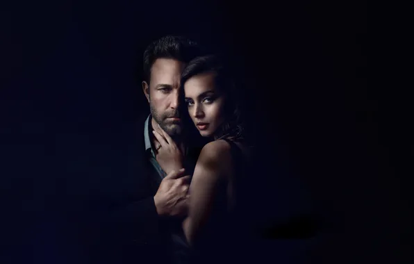 Pair, black background, detective, Thriller, poster, Ben Affleck, Ben Affleck, Ana de Armas