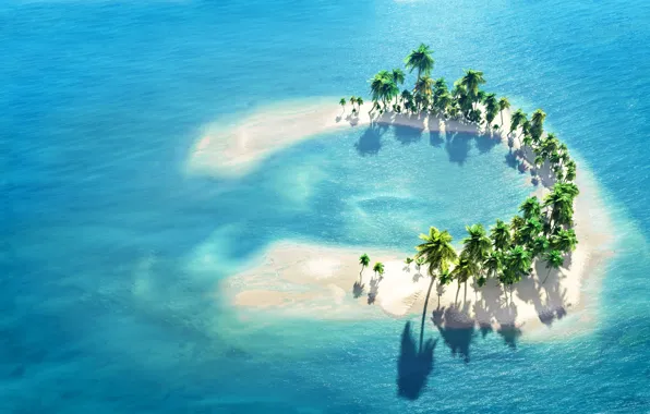 Sand, palm trees, the ocean, island, The Maldives, ocean, island, Maldives