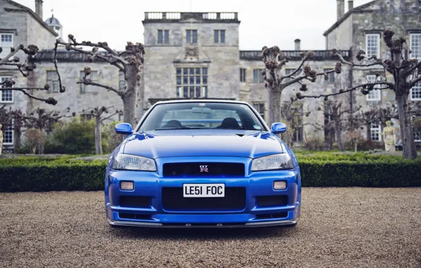 Nissan, skyline, blue, gt-r, castle, v-spec