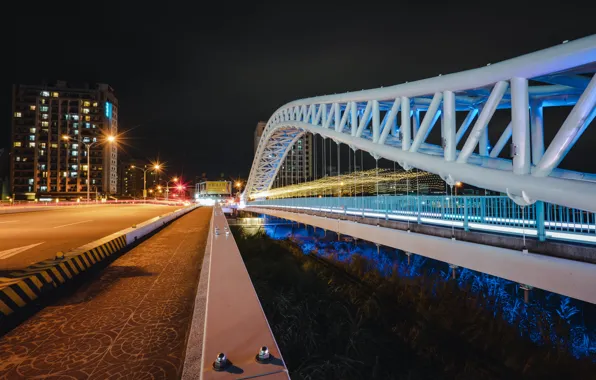 Night, bridge, the city