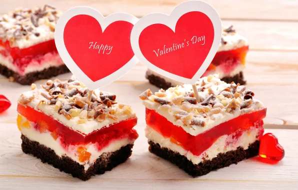 Romance, heart, cake, nuts, cake, cakes, sweet, delicious