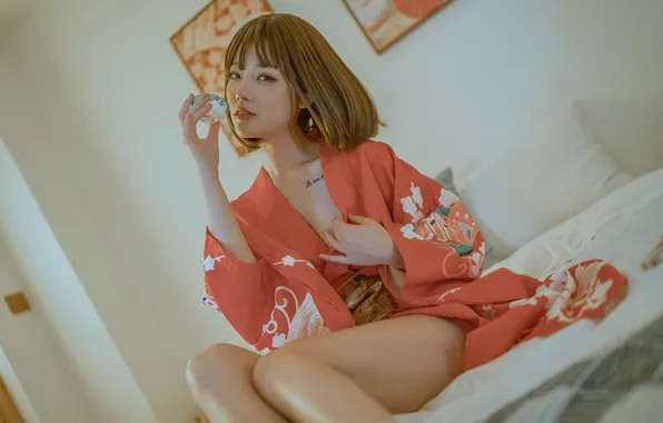 Picture Asian, model, women, tea, women indoors, Taoliang Azhai