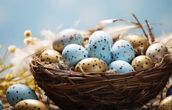 Flowers, holiday, eggs, spring, Easter, painted, Easter, eggs