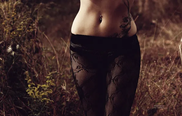 Picture piercing, tattoo, Legs, Tights