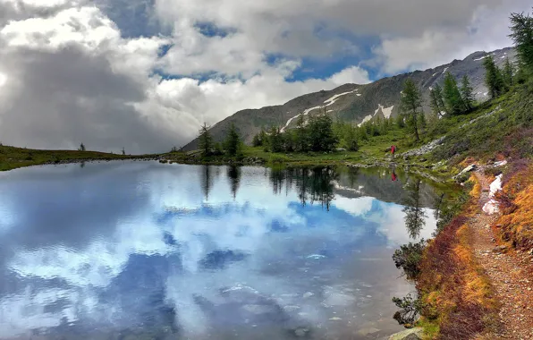 Clouds, mountains, nature, lake, Italy, Piedmont