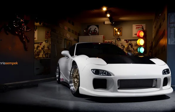 Turbo, white, mazda, japan, jdm, rx7, tuning, hawks